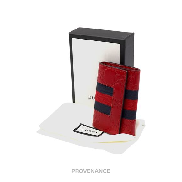 🔴 Gucci GG Web 6 Key Holder - Red Guccissima Leather - Picture 2 of 10